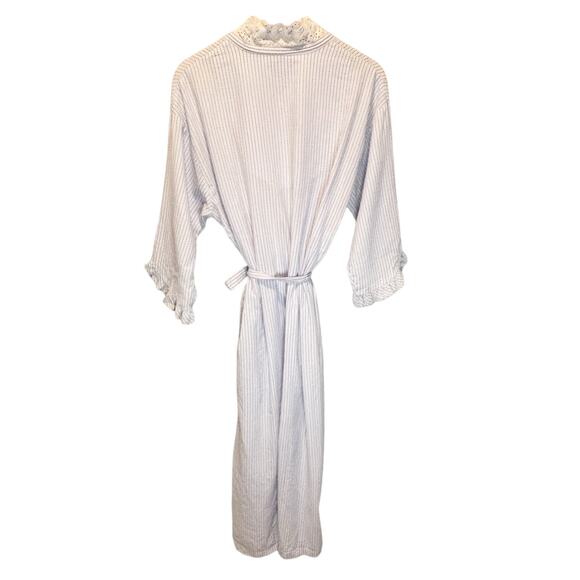Eileen West Textured Stripe Long Length Cotton Blend Robe - L/XL - Picture 2 of 8